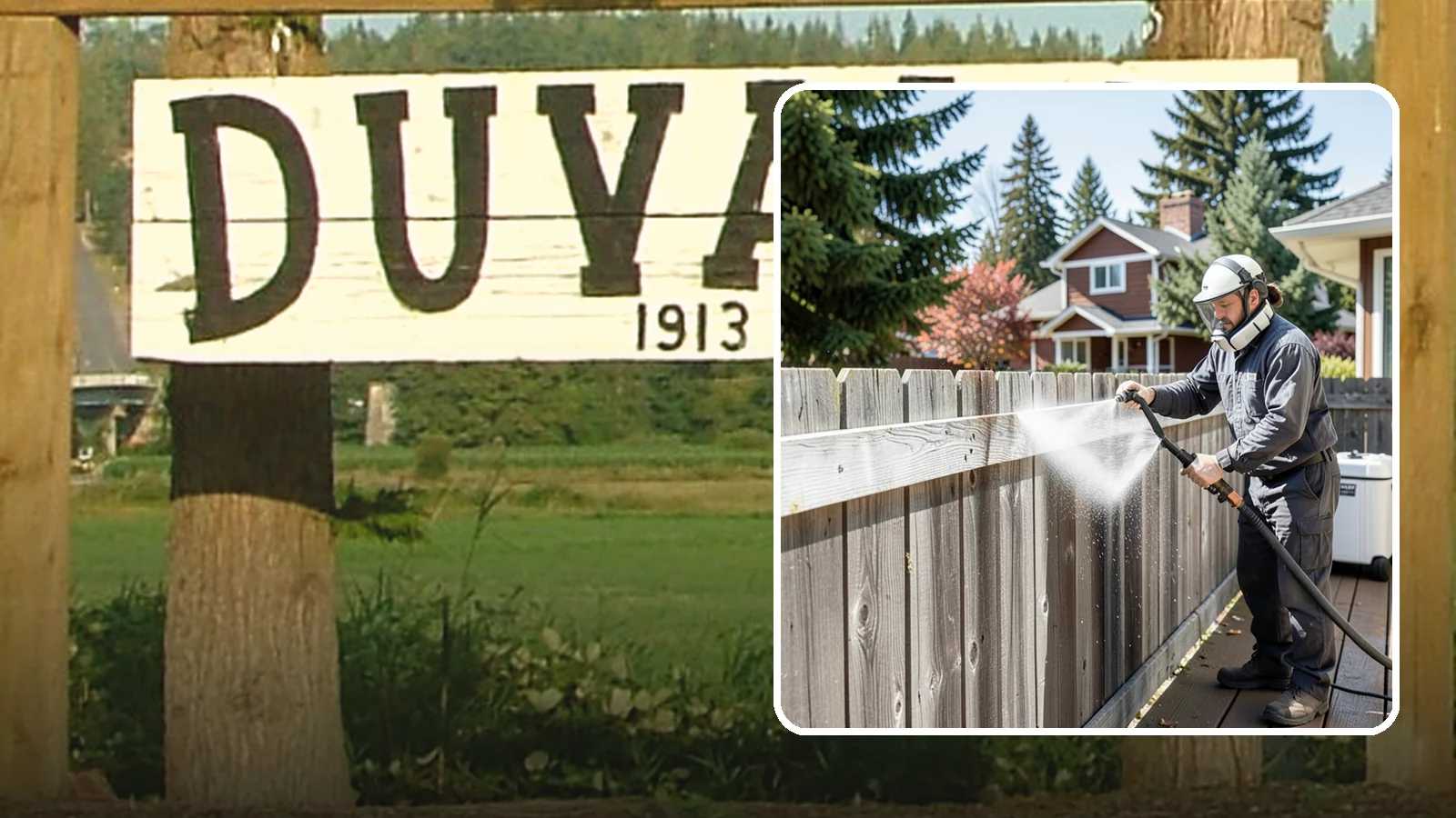 Fence Brightening in Duvall, King County, WA - A brightening rinse that neutralizes cleaners and lifts weathered gray to even out wood fence tone before sealing.