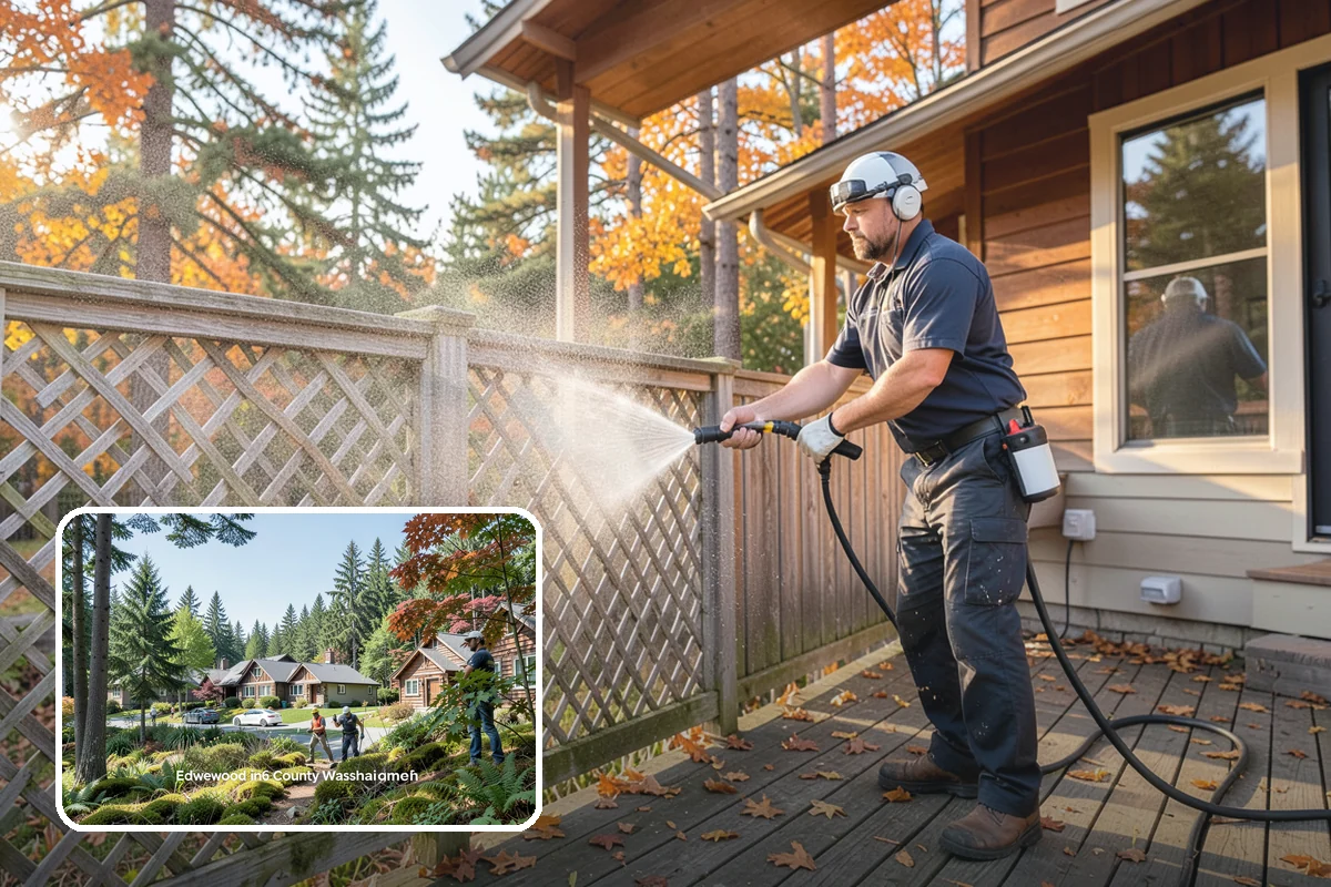 Fence Brightening in Edgewood, Pierce County, WA - Neutralizes cleaner residue and balances the wood's pH