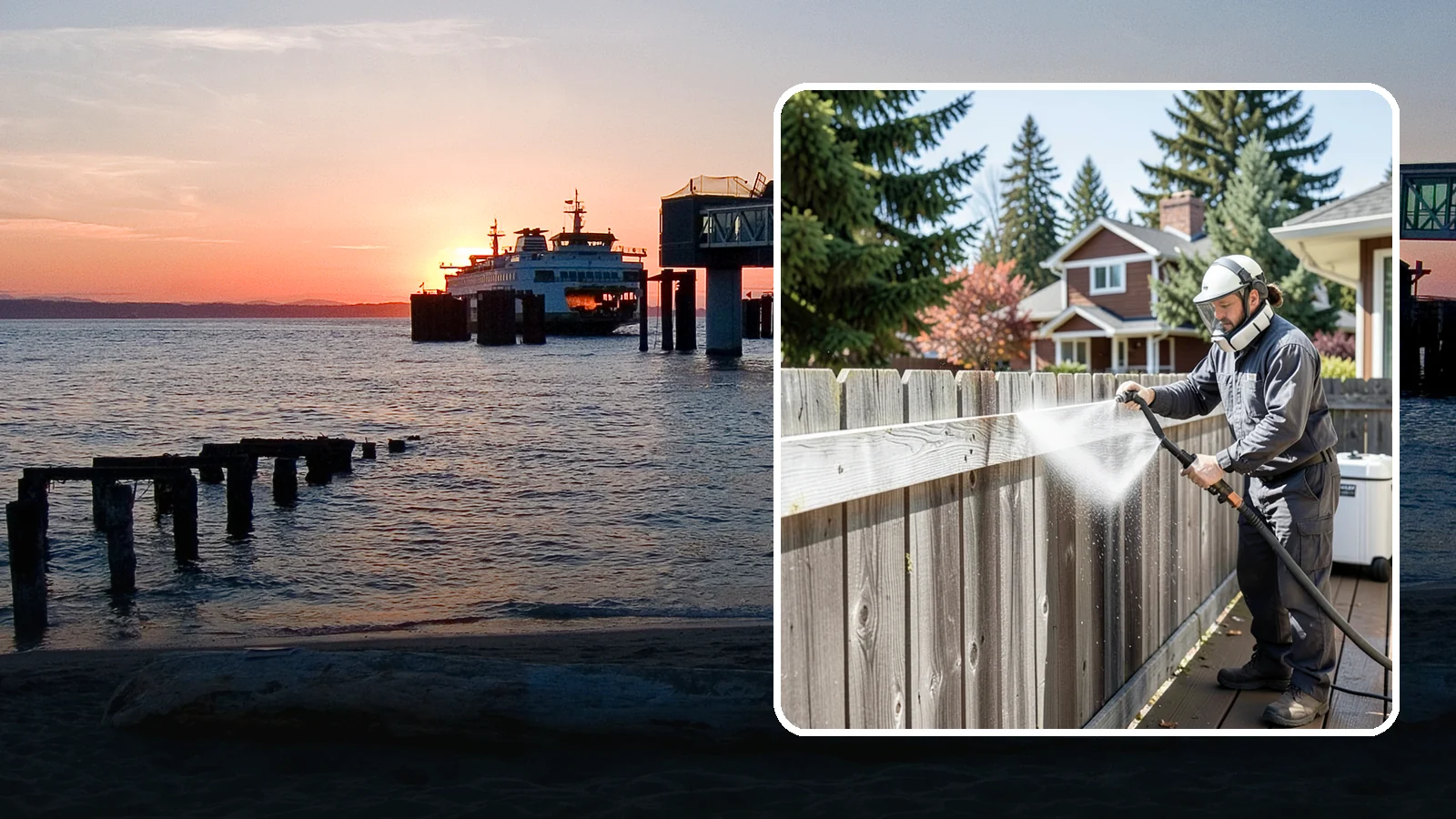 Fence Brightening in Edmonds, Snohomish County, WA - A brightening rinse that neutralizes cleaners and lifts weathered gray to even out wood fence tone before sealing.