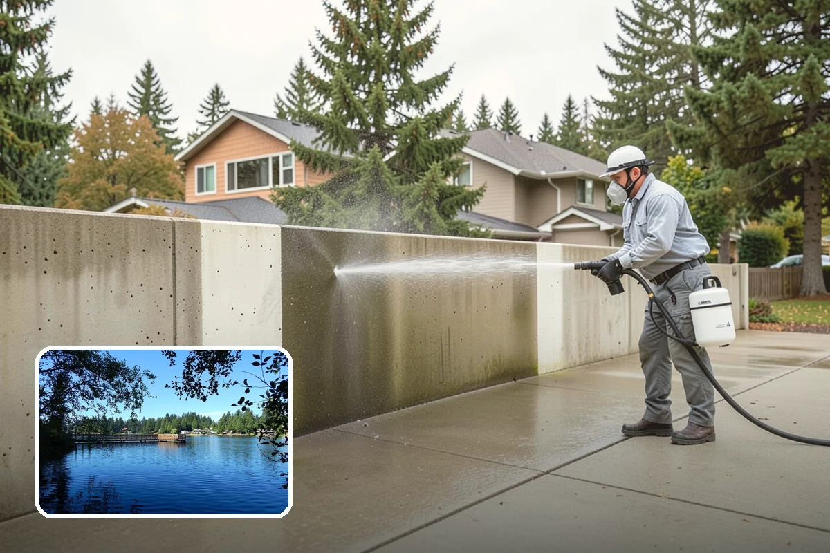 Fence Brightening in Federal Way, King County, WA - Neutralizes cleaner residue and balances the wood's pH