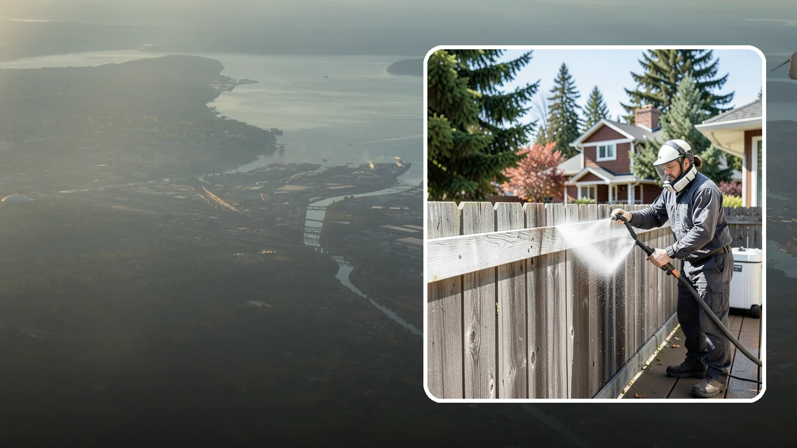 Fence Brightening in Fife, Pierce County, WA - A brightening rinse that neutralizes cleaners and lifts weathered gray to even out wood fence tone before sealing.
