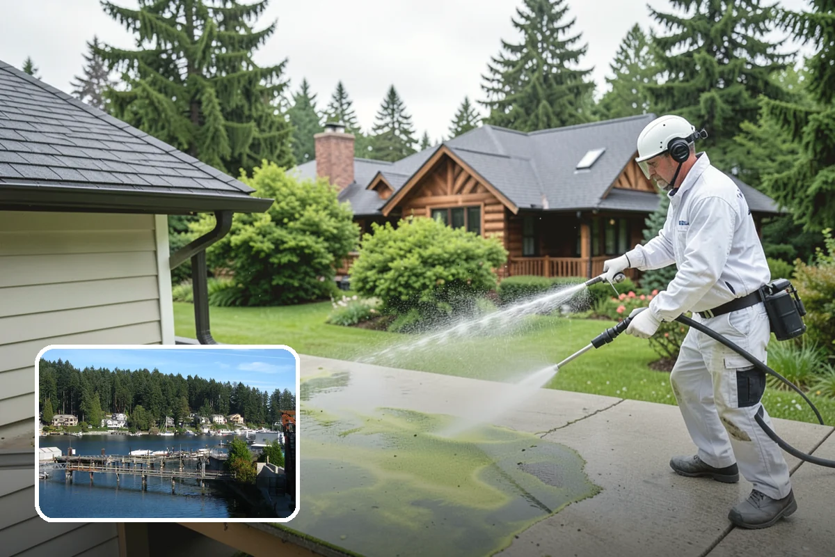 Fence Brightening in Gig Harbor, Pierce County, WA - Neutralizes cleaner residue and balances the wood's pH