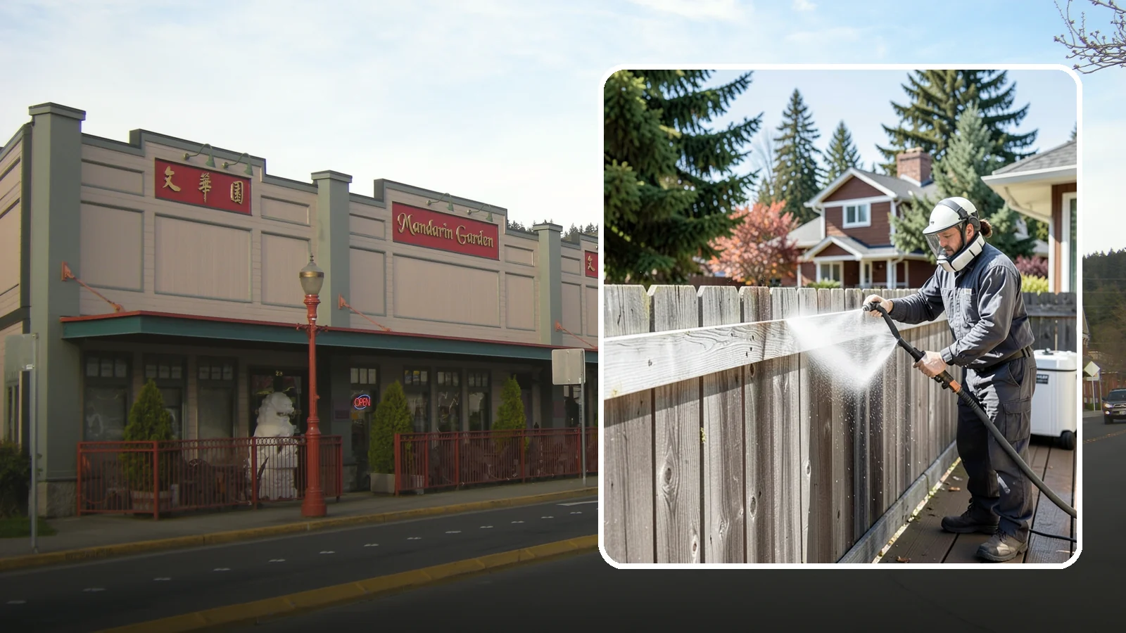 Fence Brightening in Issaquah, King County, WA - A brightening rinse that neutralizes cleaners and lifts weathered gray to even out wood fence tone before sealing.