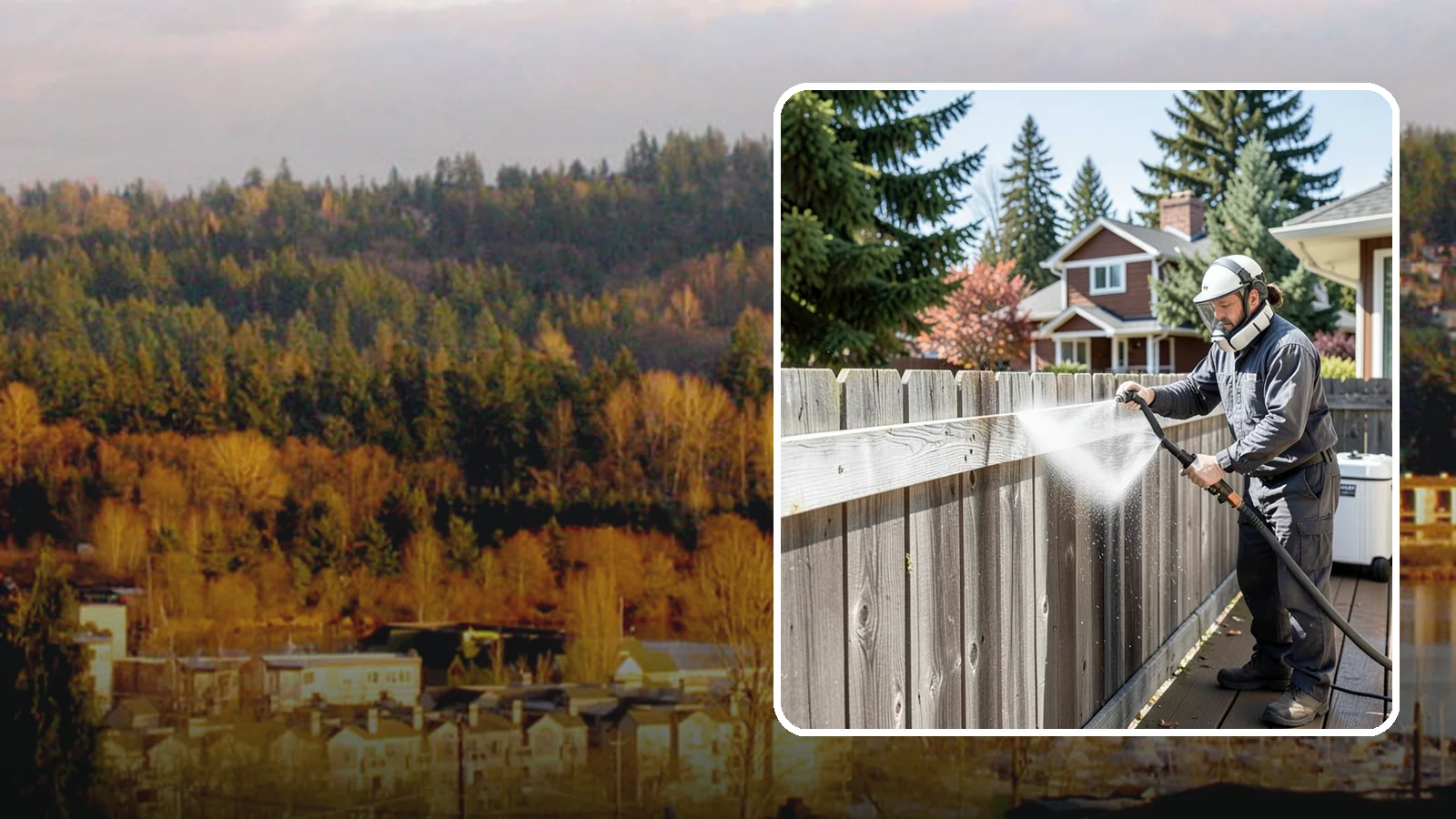 Fence Brightening in Kenmore, King County, WA - A brightening rinse that neutralizes cleaners and lifts weathered gray to even out wood fence tone before sealing.