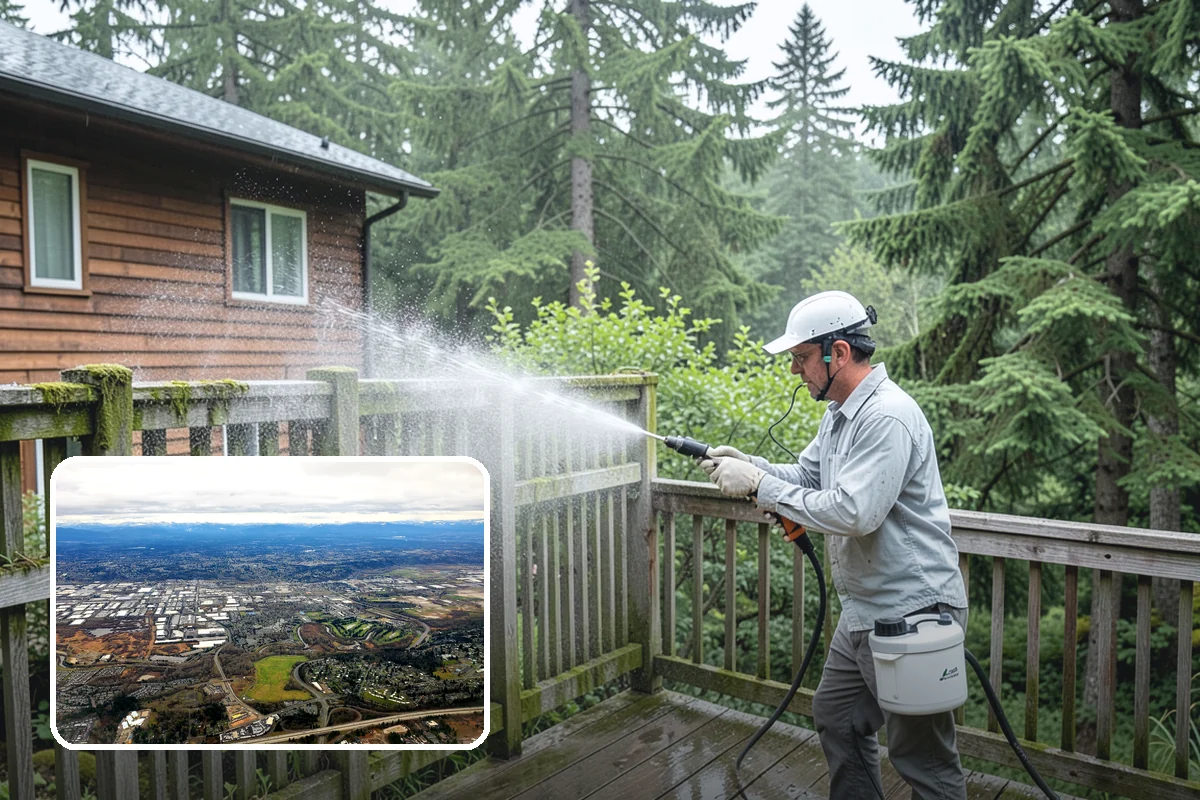 Fence Brightening in Kent, King County, WA - Neutralizes cleaner residue and balances the wood's pH