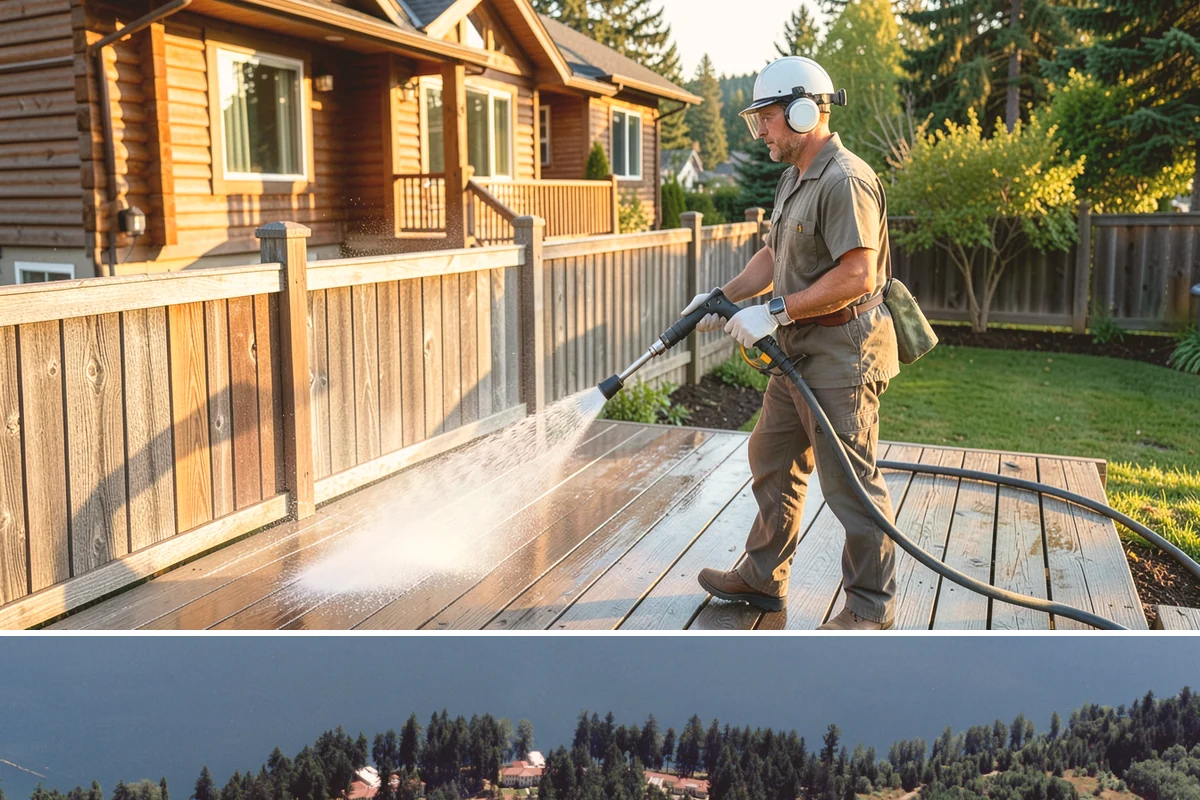 Fence Brightening in Lakewood, Pierce County, WA - Brighten during dry summer weather right before sealing so the wood stays low in moisture.