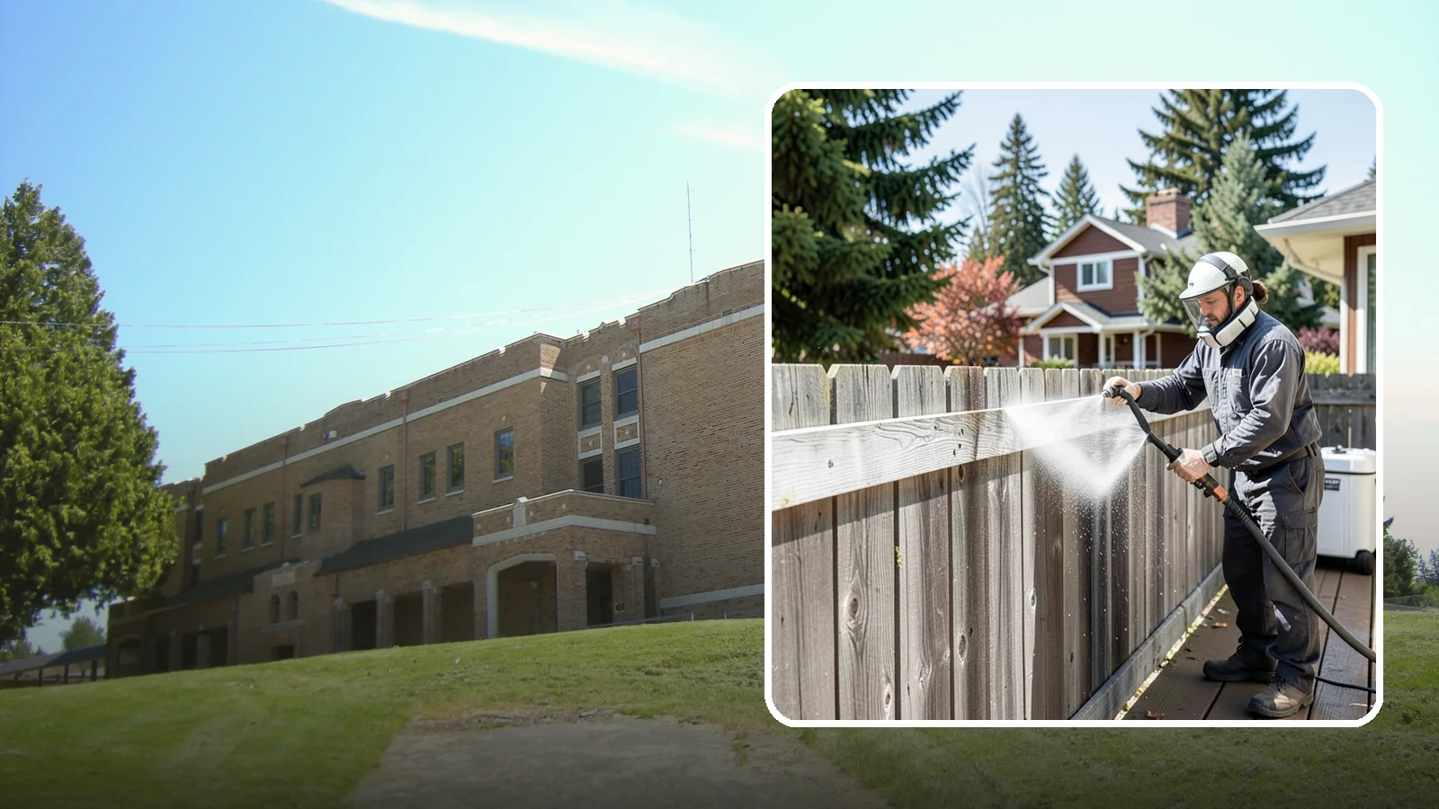 Fence Brightening in Maple Valley, King County, WA - A brightening rinse that neutralizes cleaners and lifts weathered gray to even out wood fence tone before sealing.