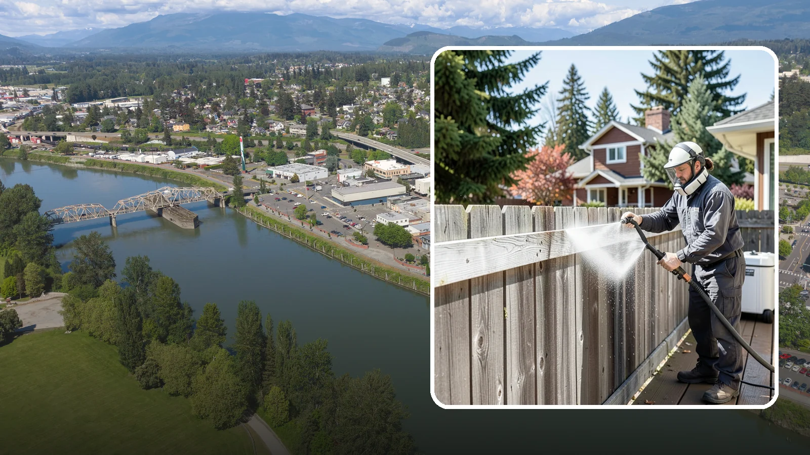 Fence Brightening in Mount Vernon, Skagit County, WA - A brightening rinse that neutralizes cleaners and lifts weathered gray to even out wood fence tone before sealing.