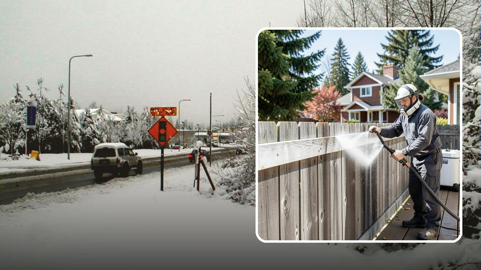 Fence Brightening in Newcastle, King County, WA - A brightening rinse that neutralizes cleaners and lifts weathered gray to even out wood fence tone before sealing.