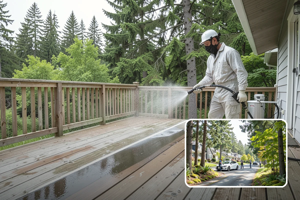 Fence Brightening in Normandy Park, King County, WA - Neutralizes cleaner residue and balances the wood's pH