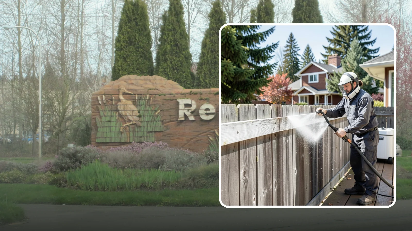 Fence Brightening in Renton, King County, WA - A brightening rinse that neutralizes cleaners and lifts weathered gray to even out wood fence tone before sealing.