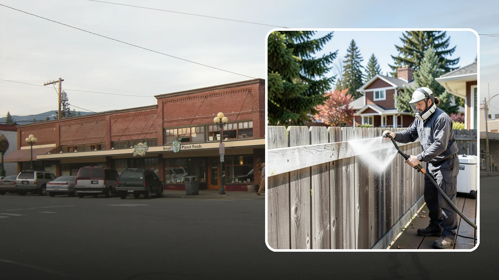 Fence Brightening in Sedro-Woolley, Skagit County, WA - A brightening rinse that neutralizes cleaners and lifts weathered gray to even out wood fence tone before sealing.