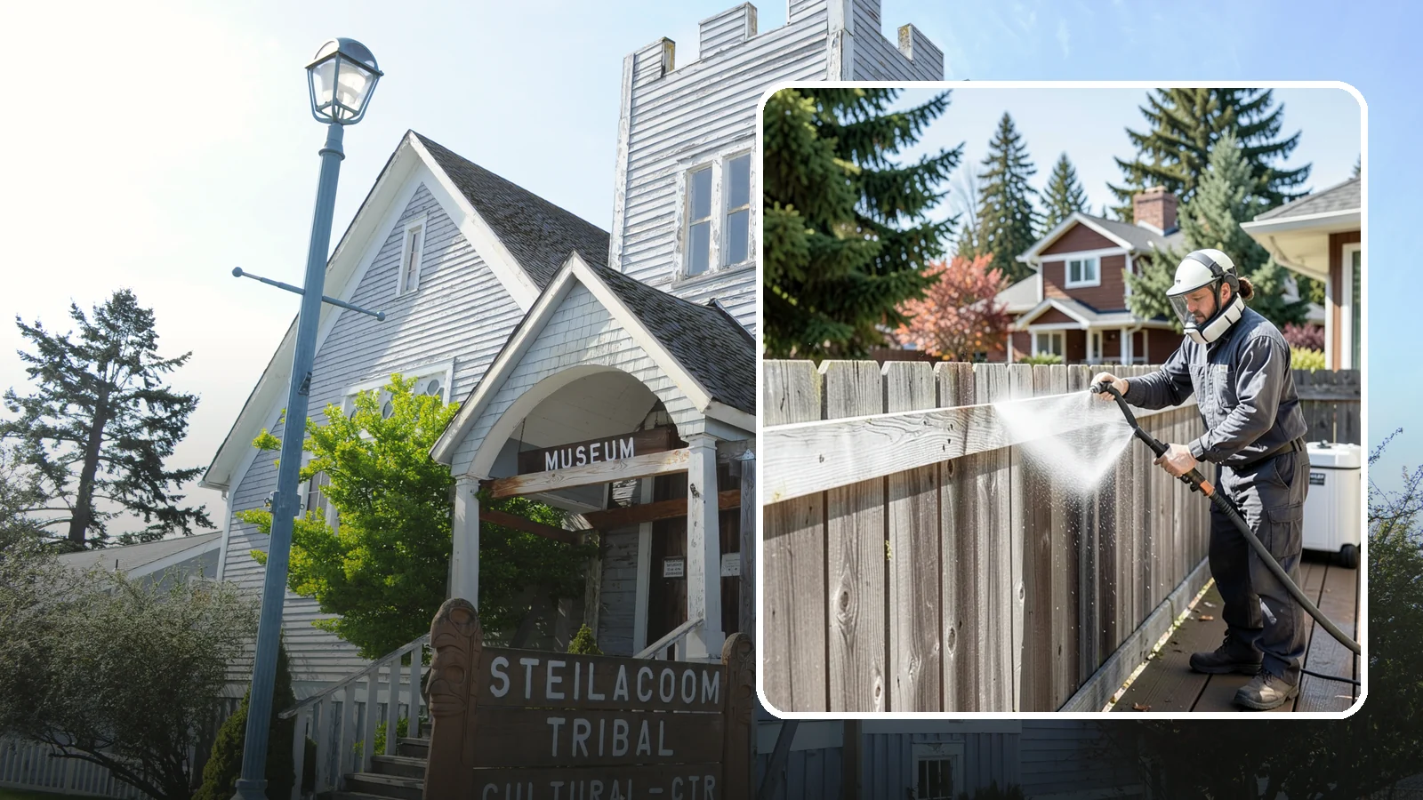 Fence Brightening in Steilacoom, Pierce County, WA - A brightening rinse that neutralizes cleaners and lifts weathered gray to even out wood fence tone before sealing.