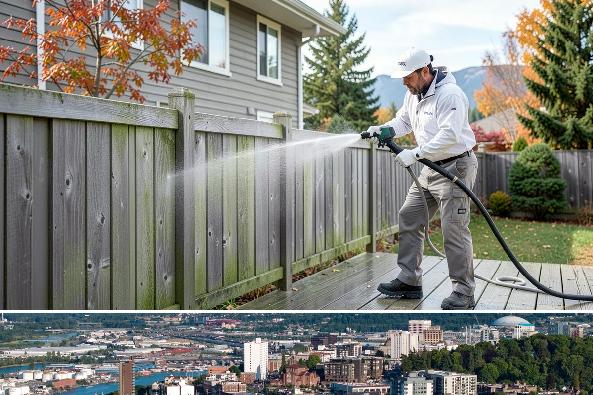 Fence Brightening in Tacoma, Pierce County, WA - Brighten during dry summer weather right before sealing so the wood stays low in moisture.
