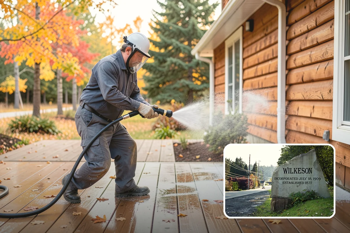 Fence Brightening in Wilkeson, Pierce County, WA - Neutralizes cleaner residue and balances the wood's pH