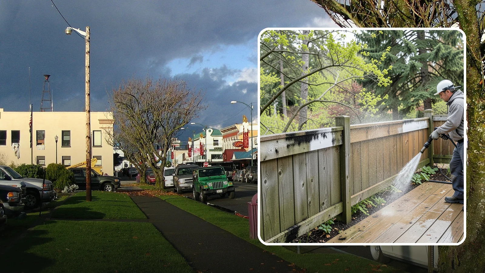 Fence Mildew Removal in Arlington, Snohomish County, WA - Targeted mildew treatment for the black-spotted, shaded fence sections our damp climate breeds year-round.