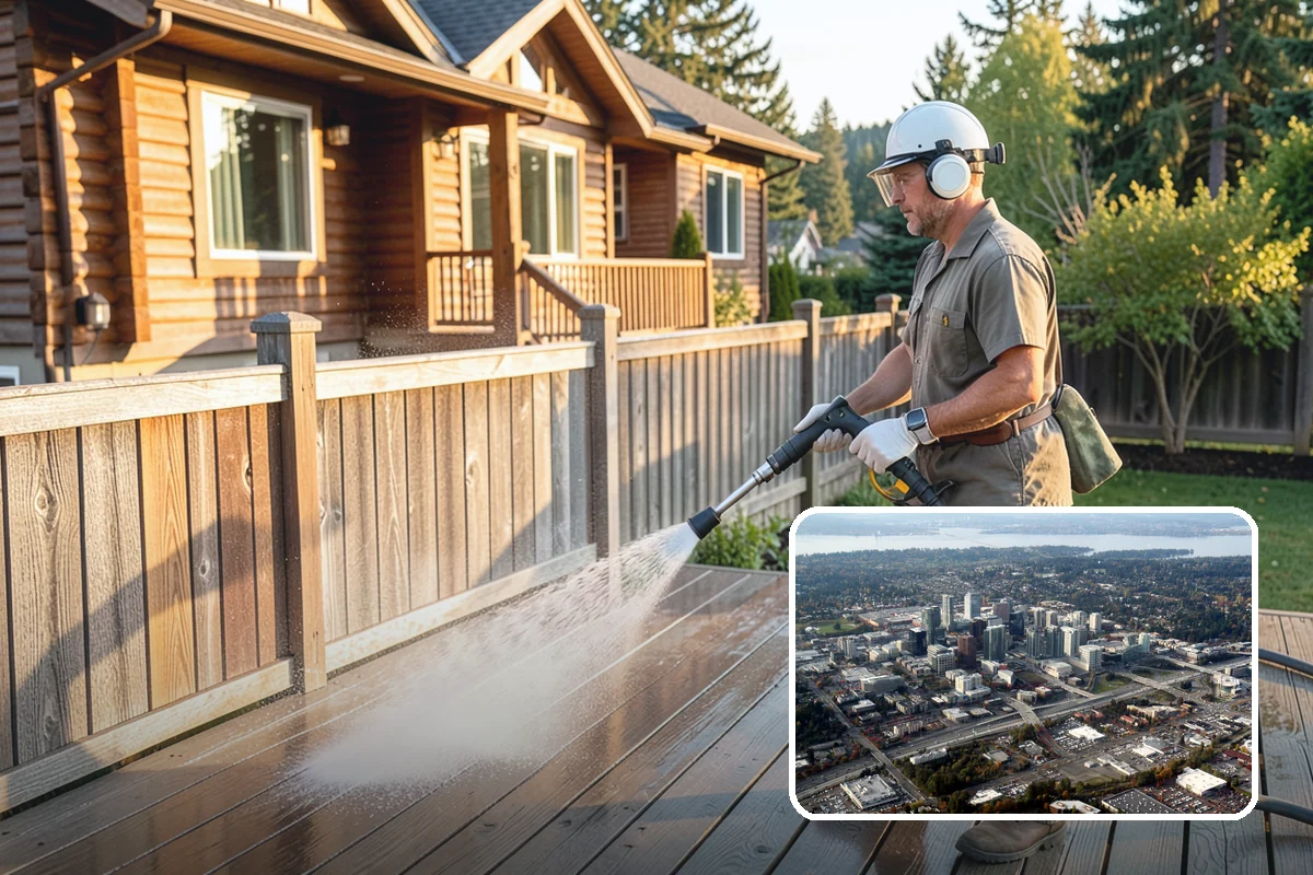 Fence Mildew Removal in Bellevue, King County, WA - Kills mildew at the root instead of just rinsing the surface
