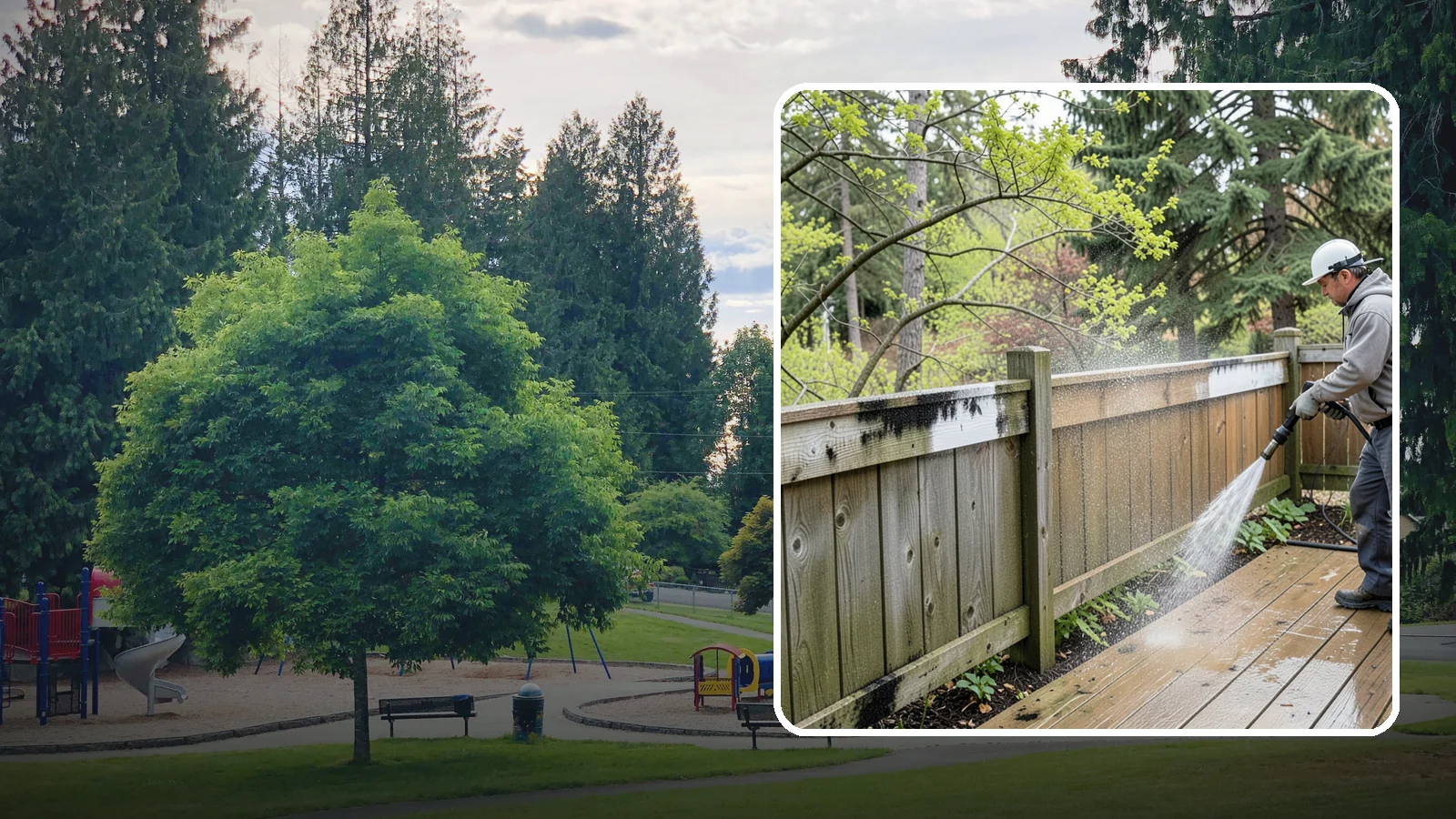 Fence Mildew Removal in Bonney Lake, Pierce County, WA - Targeted mildew treatment for the black-spotted, shaded fence sections our damp climate breeds year-round.