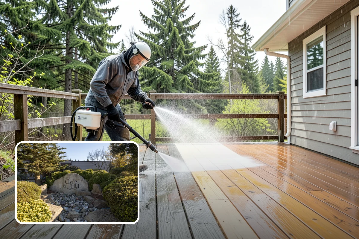 Fence Mildew Removal in Clyde Hill, King County, WA - Kills mildew at the root instead of just rinsing the surface