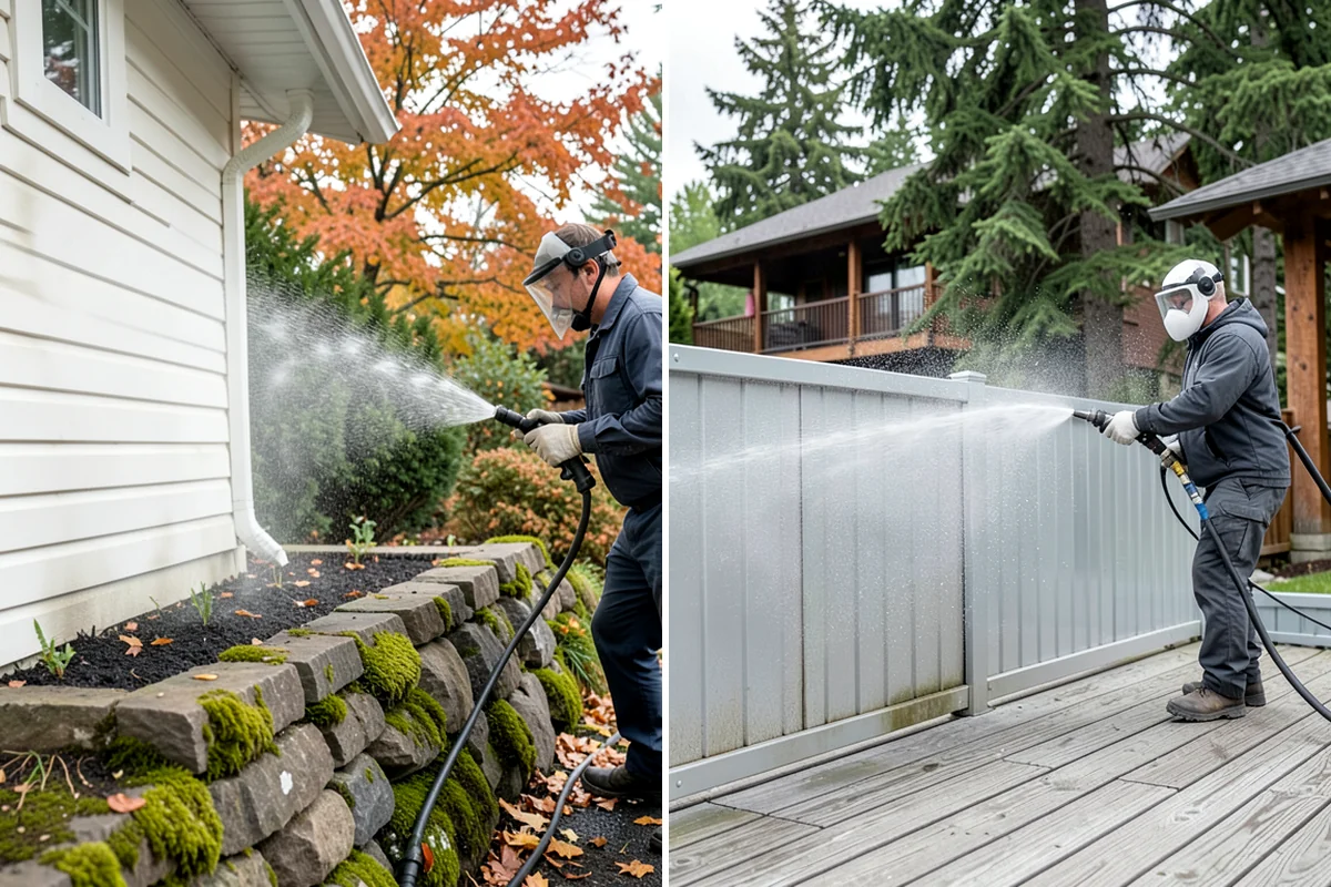 Fence Mildew Removal in Clyde Hill, King County, WA - Identify the mildew-heavy shaded and low sections