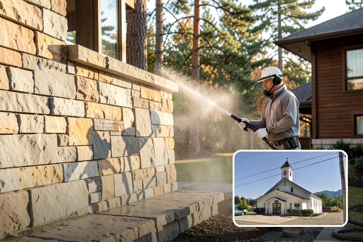 Fence Mildew Removal in Concrete, Skagit County, WA - Kills mildew at the root instead of just rinsing the surface