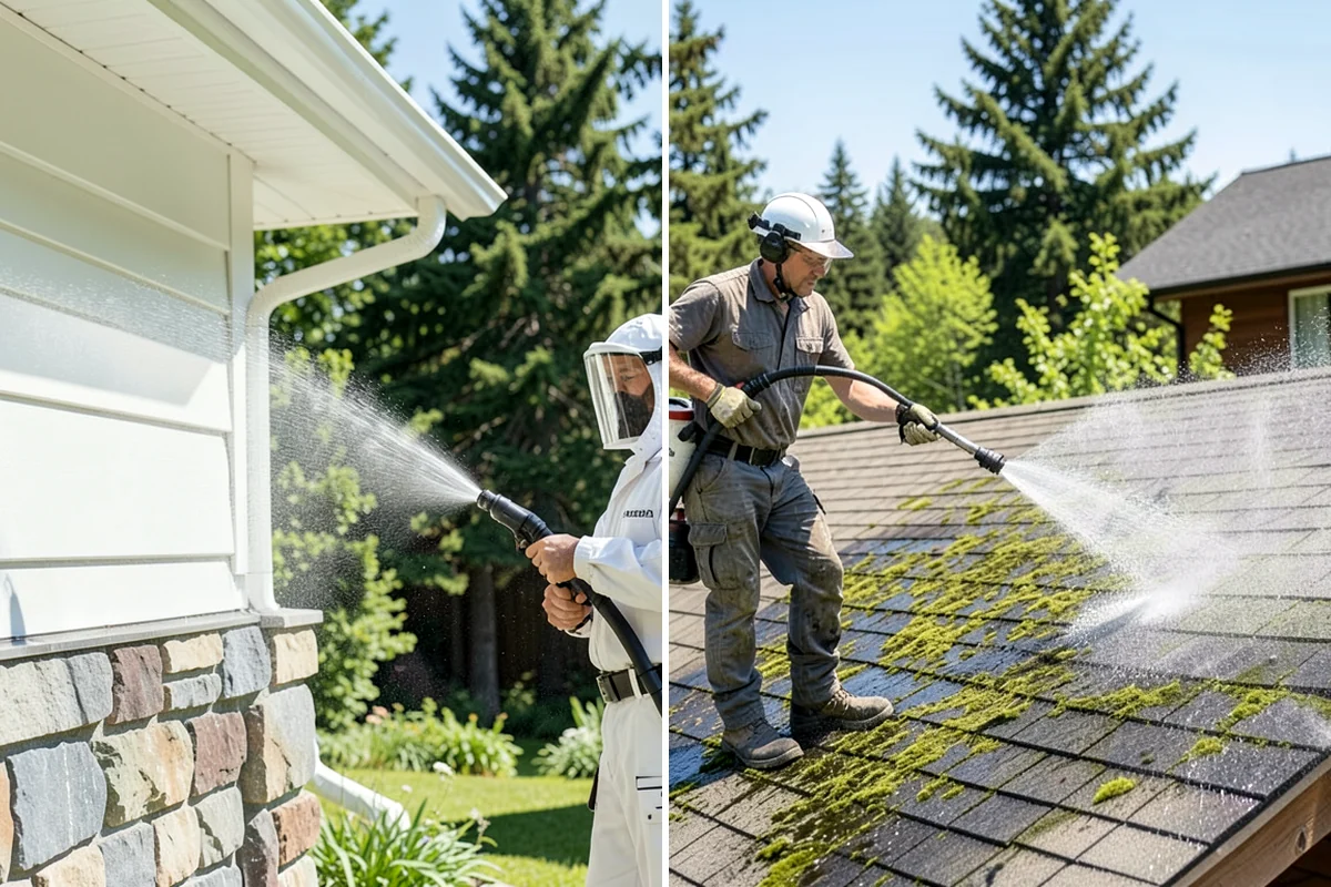 Fence Mildew Removal in Concrete, Skagit County, WA - Identify the mildew-heavy shaded and low sections
