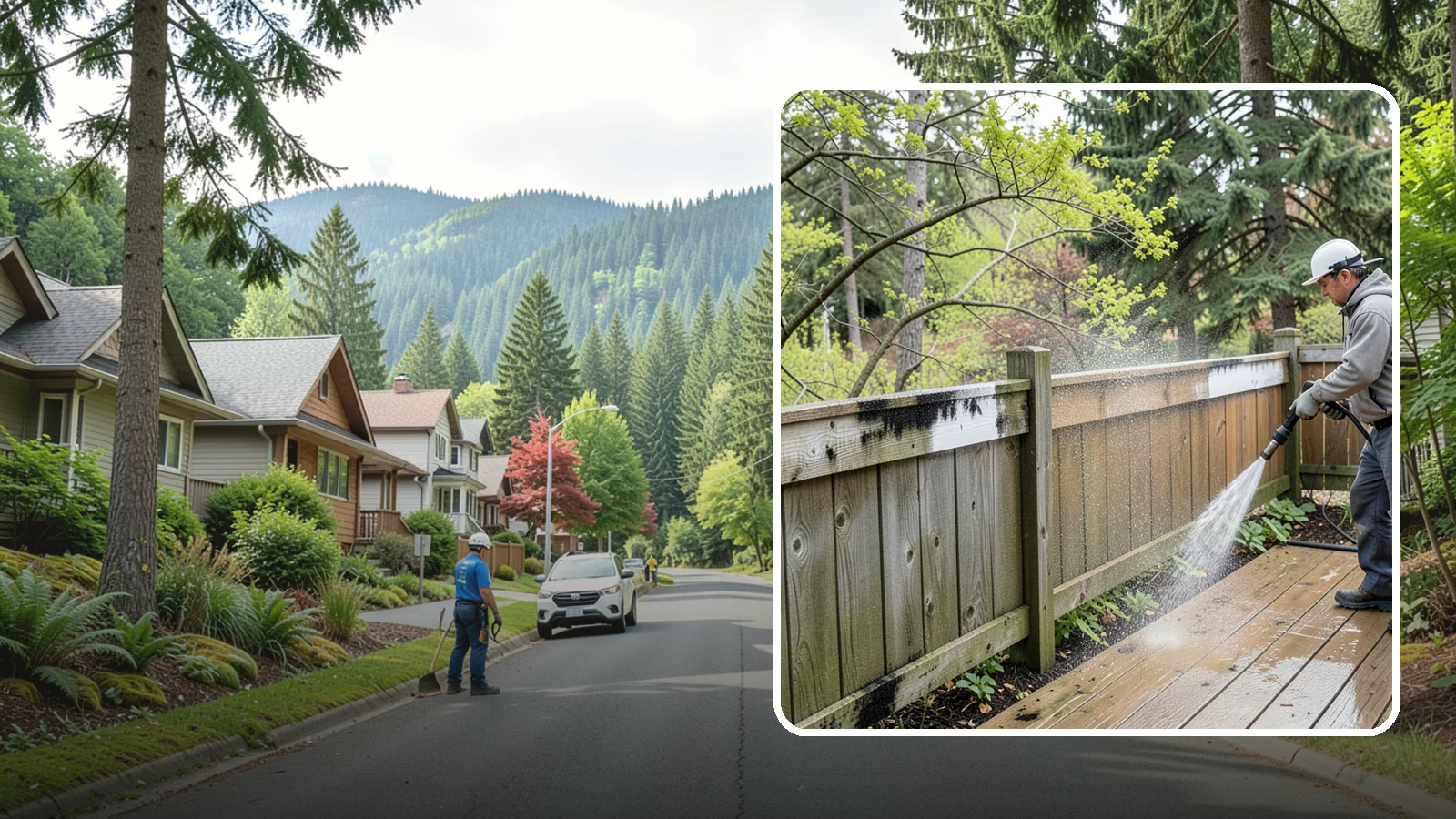 Fence Mildew Removal in Darrington, Snohomish County, WA - Targeted mildew treatment for the black-spotted, shaded fence sections our damp climate breeds year-round.