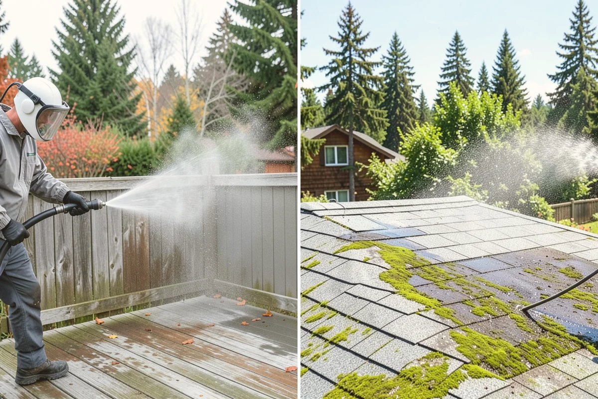 Fence Mildew Removal in Fife, Pierce County, WA - Identify the mildew-heavy shaded and low sections