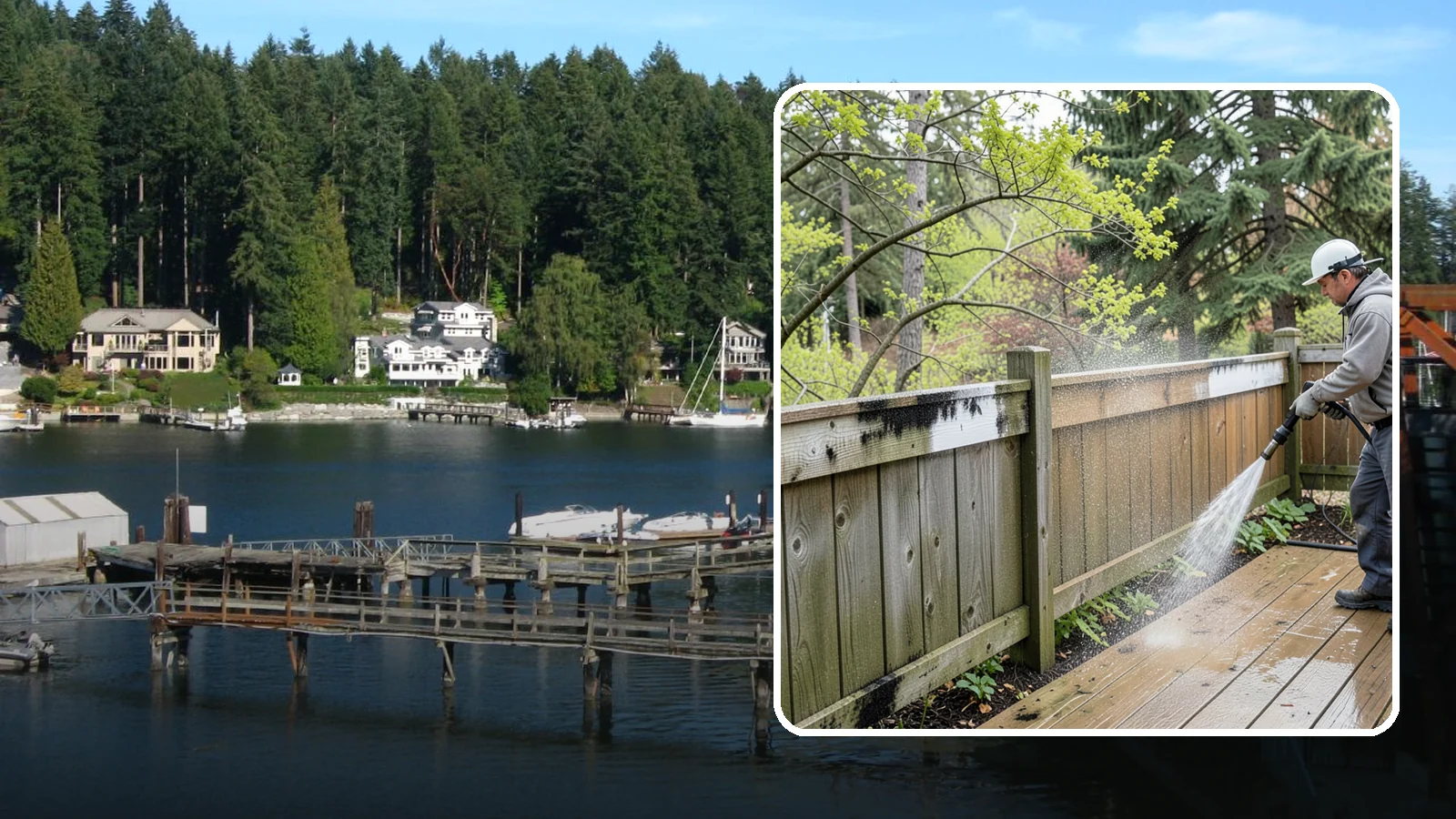 Fence Mildew Removal in Gig Harbor, Pierce County, WA - Targeted mildew treatment for the black-spotted, shaded fence sections our damp climate breeds year-round.