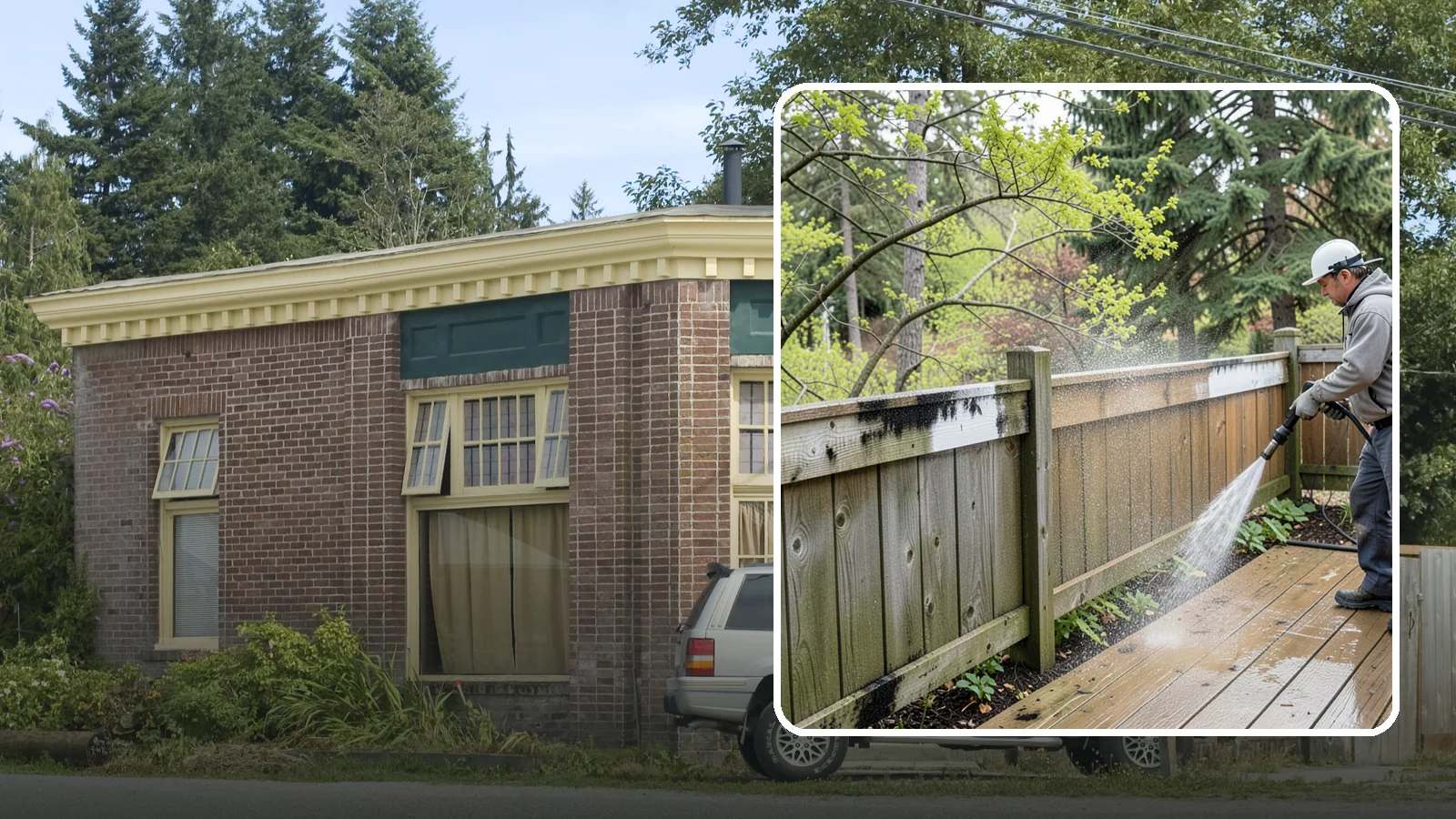 Fence Mildew Removal in Hamilton, Skagit County, WA - Targeted mildew treatment for the black-spotted, shaded fence sections our damp climate breeds year-round.