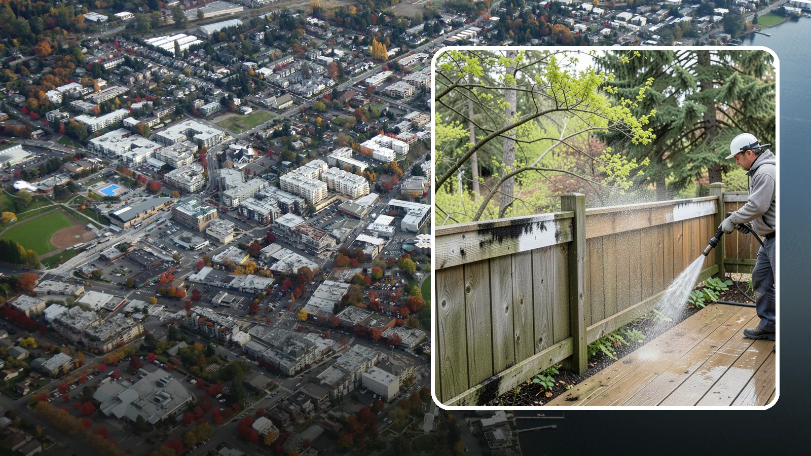 Fence Mildew Removal in Kirkland, King County, WA - Targeted mildew treatment for the black-spotted, shaded fence sections our damp climate breeds year-round.