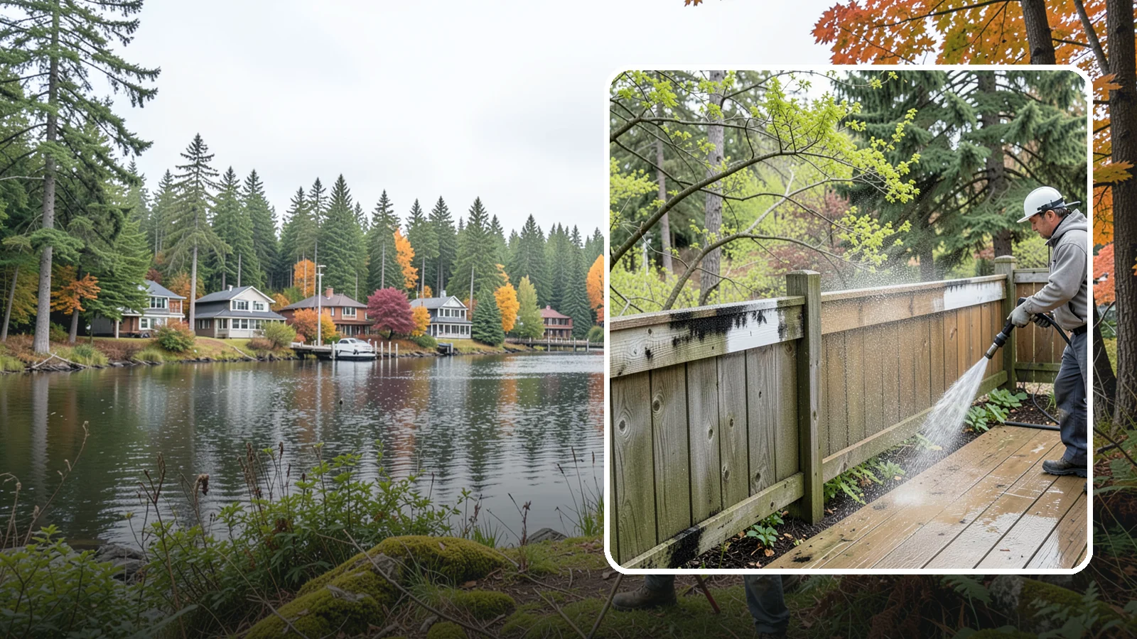 Fence Mildew Removal in La Conner, Skagit County, WA - Targeted mildew treatment for the black-spotted, shaded fence sections our damp climate breeds year-round.