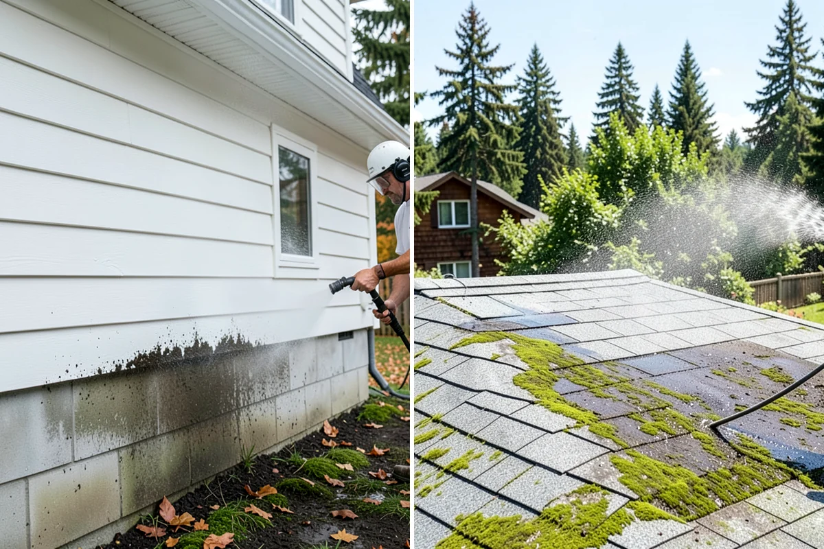 Fence Mildew Removal in Lakewood, Pierce County, WA - Identify the mildew-heavy shaded and low sections