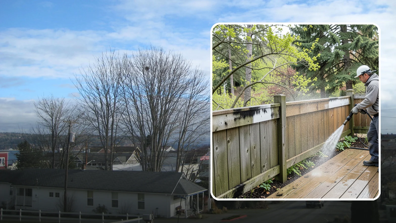 Fence Mildew Removal in Langley, Island County, WA - Targeted mildew treatment for the black-spotted, shaded fence sections our damp climate breeds year-round.
