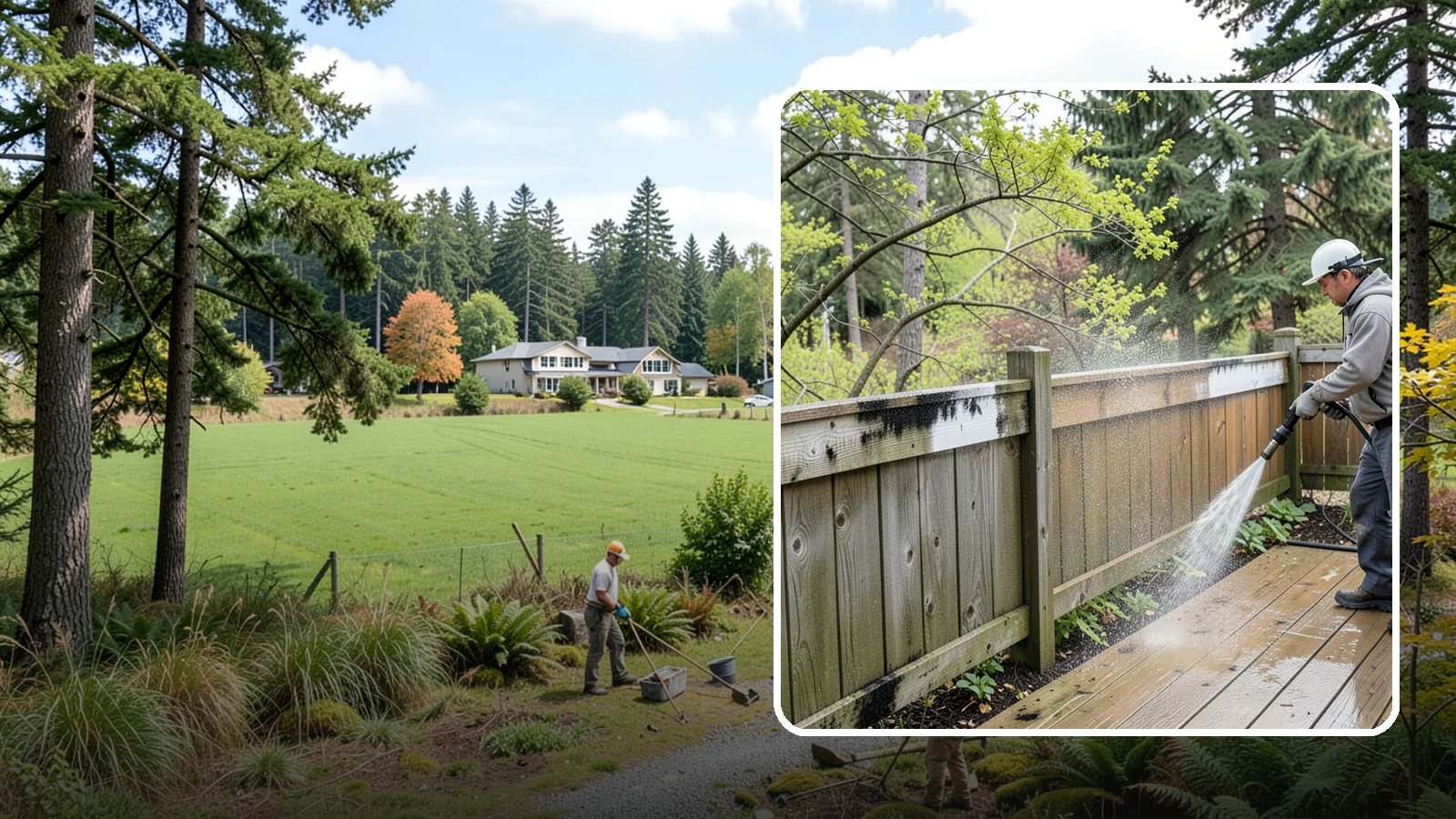 Fence Mildew Removal in Lyman, Skagit County, WA - Targeted mildew treatment for the black-spotted, shaded fence sections our damp climate breeds year-round.
