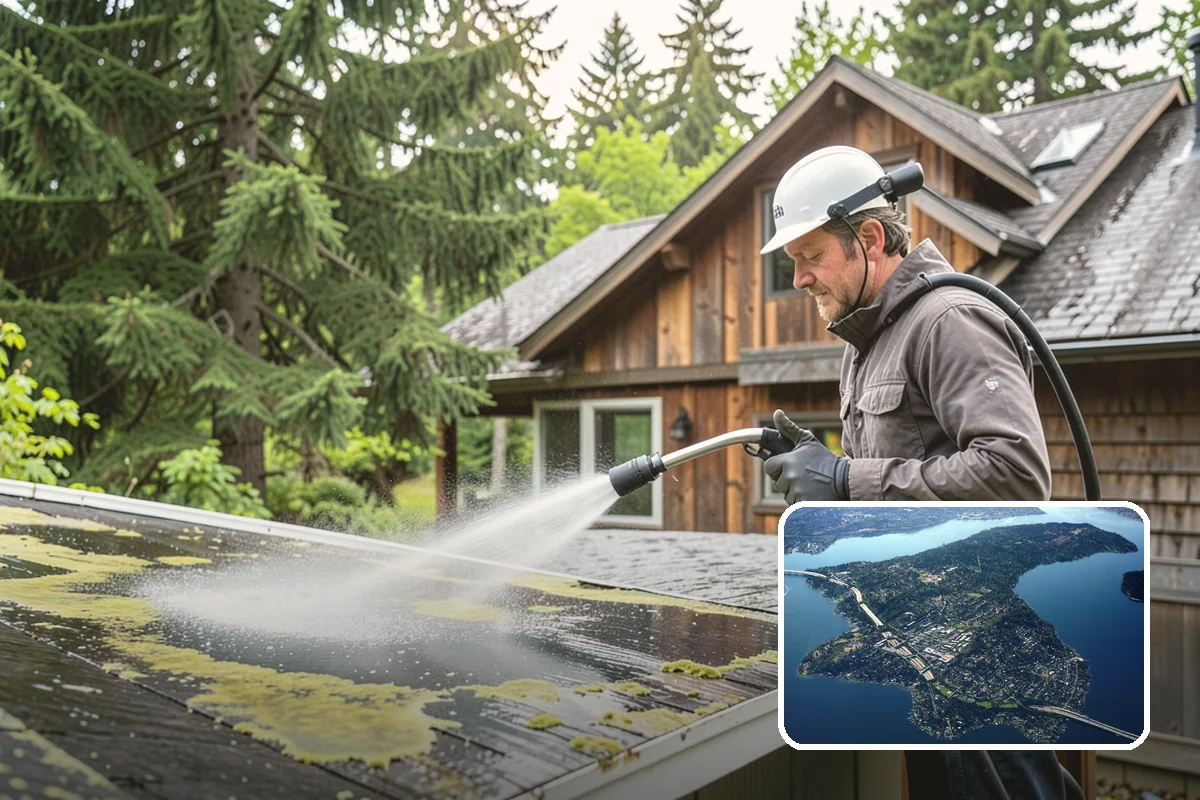 Fence Mildew Removal in Mercer Island, King County, WA - Kills mildew at the root instead of just rinsing the surface