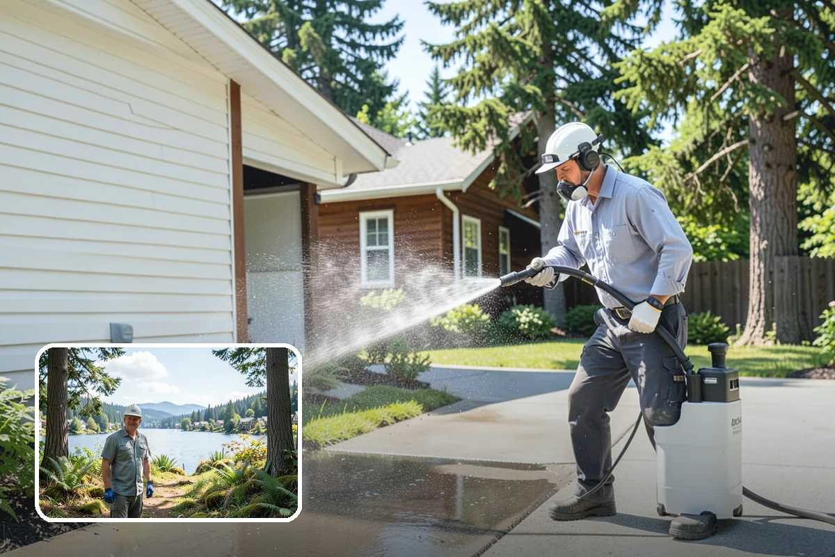 Fence Mildew Removal in Milton, King County, WA - Kills mildew at the root instead of just rinsing the surface