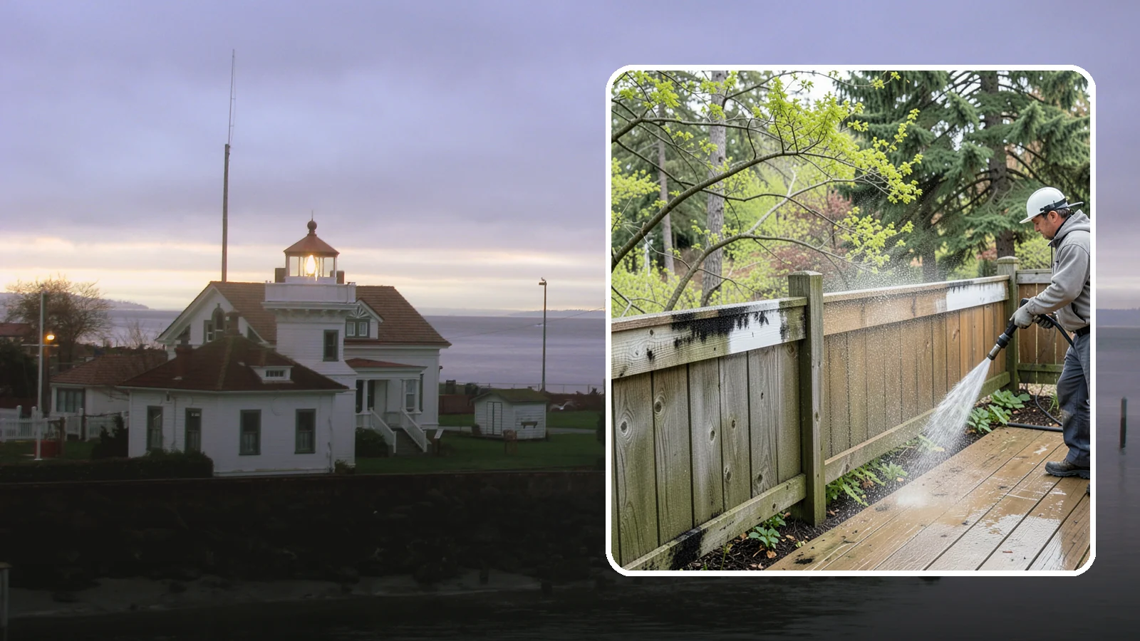 Fence Mildew Removal in Mukilteo, Snohomish County, WA - Targeted mildew treatment for the black-spotted, shaded fence sections our damp climate breeds year-round.
