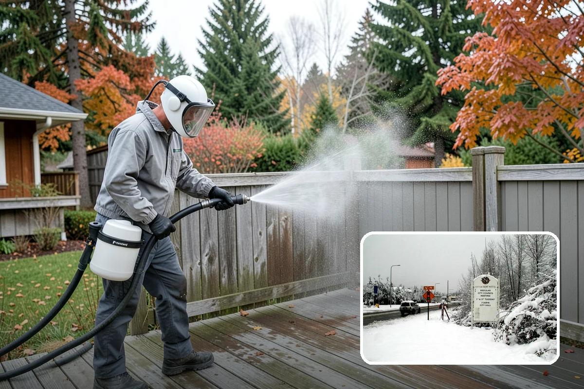 Fence Mildew Removal in Newcastle, King County, WA - Kills mildew at the root instead of just rinsing the surface