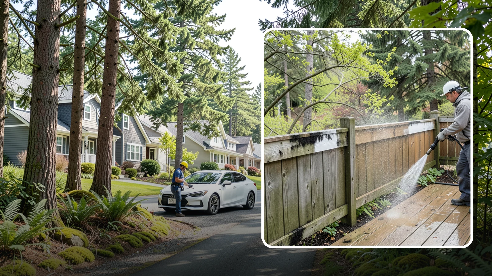 Fence Mildew Removal in Normandy Park, King County, WA - Targeted mildew treatment for the black-spotted, shaded fence sections our damp climate breeds year-round.