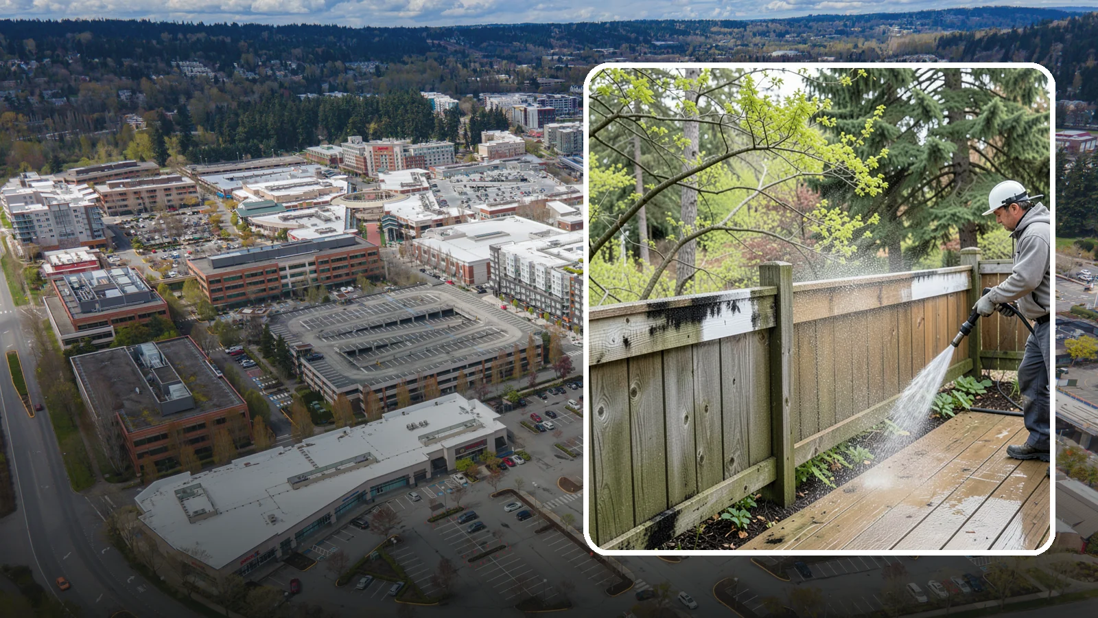Fence Mildew Removal in Redmond, King County, WA - Targeted mildew treatment for the black-spotted, shaded fence sections our damp climate breeds year-round.