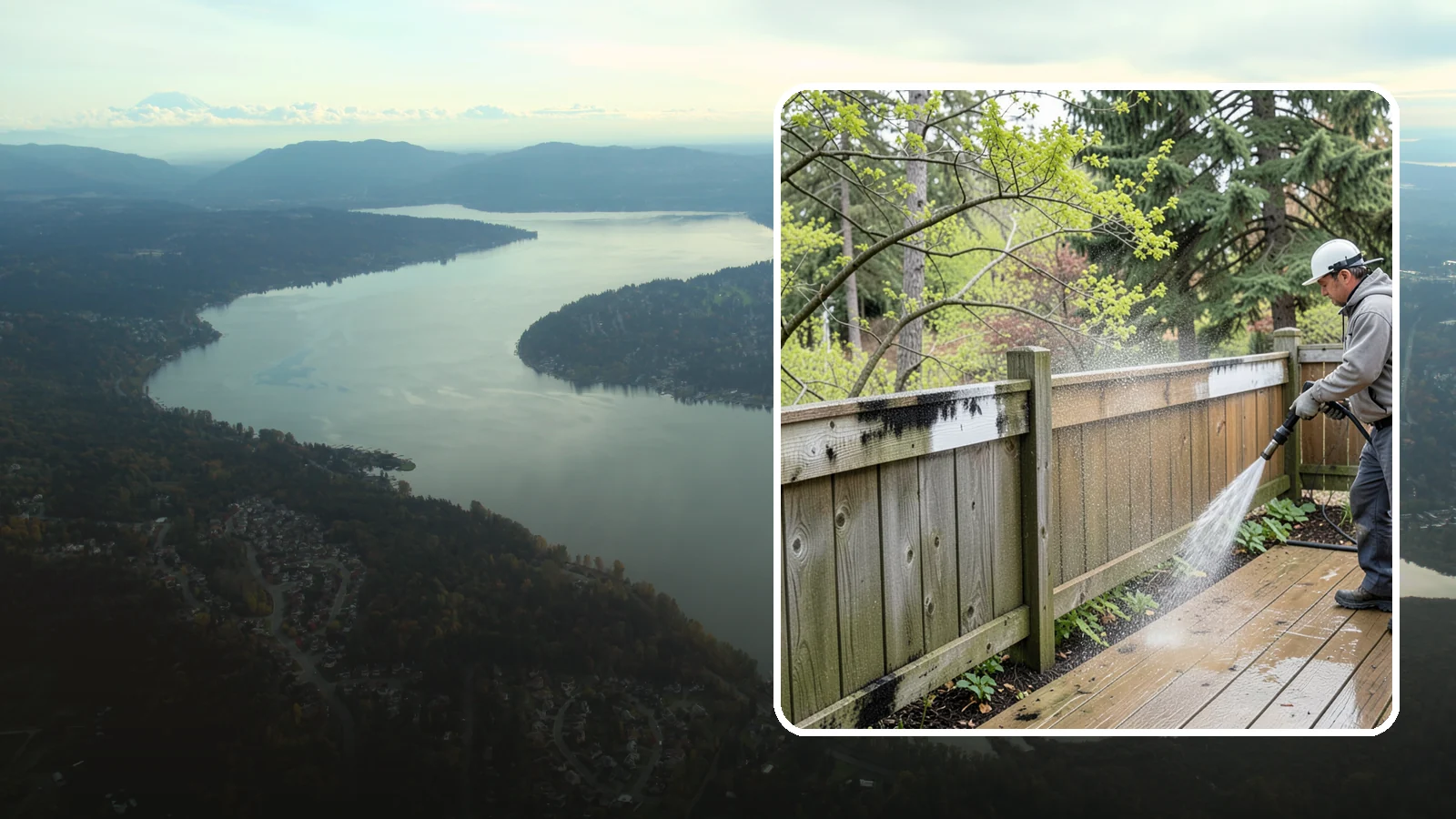Fence Mildew Removal in Sammamish, King County, WA - Targeted mildew treatment for the black-spotted, shaded fence sections our damp climate breeds year-round.