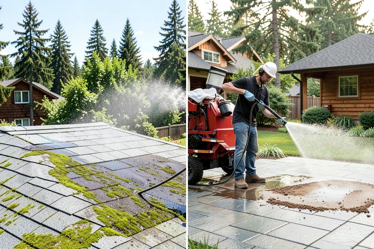 Fence Mildew Removal in Snoqualmie, King County, WA - Identify the mildew-heavy shaded and low sections