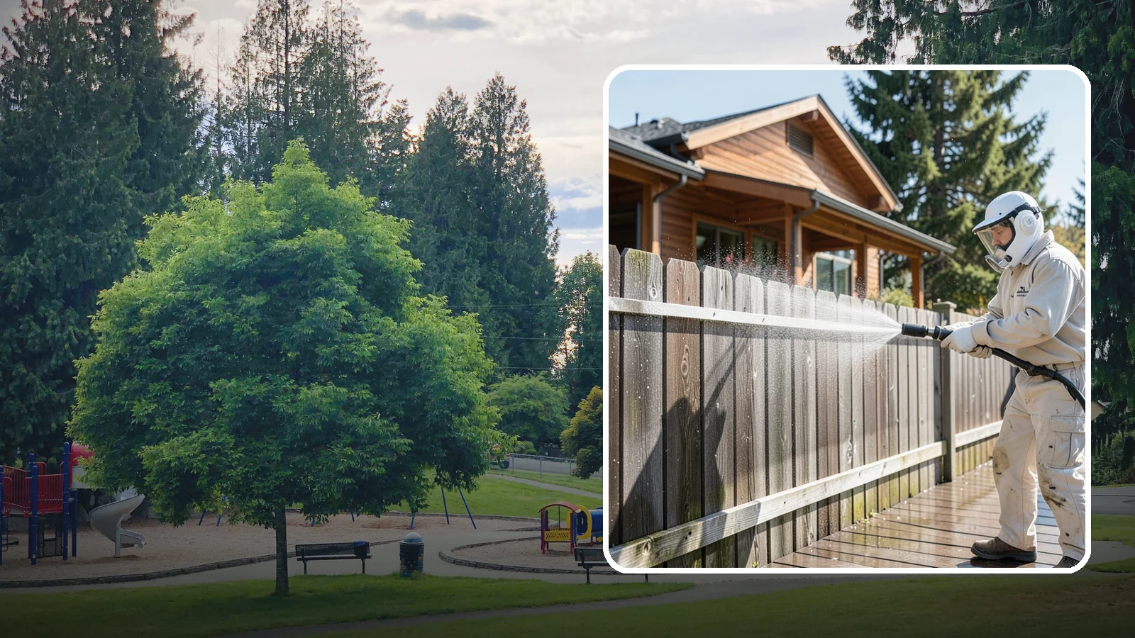Fence Sealing in Bonney Lake, Pierce County, WA - Clear water-repellent sealing for wood fences that fends off the rot, graying, and moss our damp climate encourages.