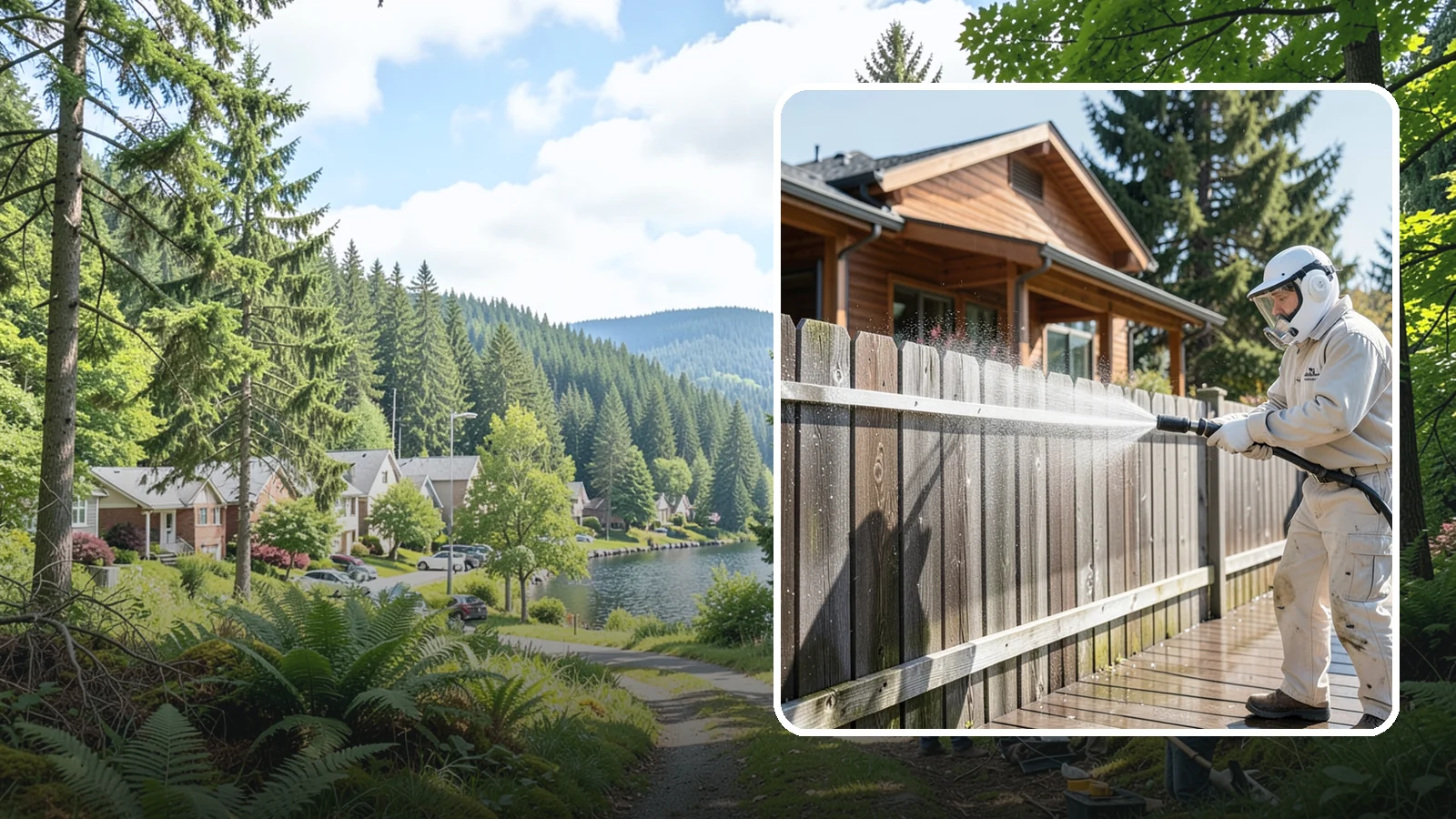 Fence Sealing in Lake Forest Park, King County, WA - Clear water-repellent sealing for wood fences that fends off the rot, graying, and moss our damp climate encourages.