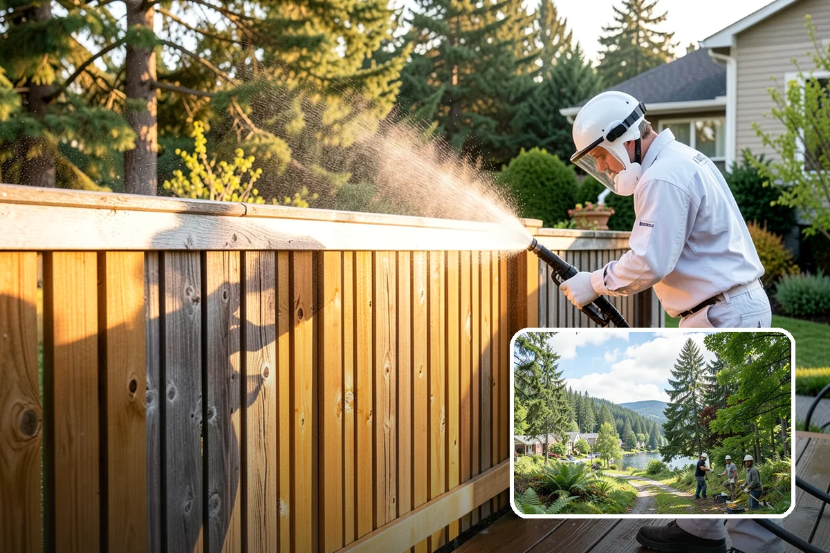 Fence Sealing in Lake Forest Park, King County, WA - Sheds rain to slow rot in posts, rails, and pickets