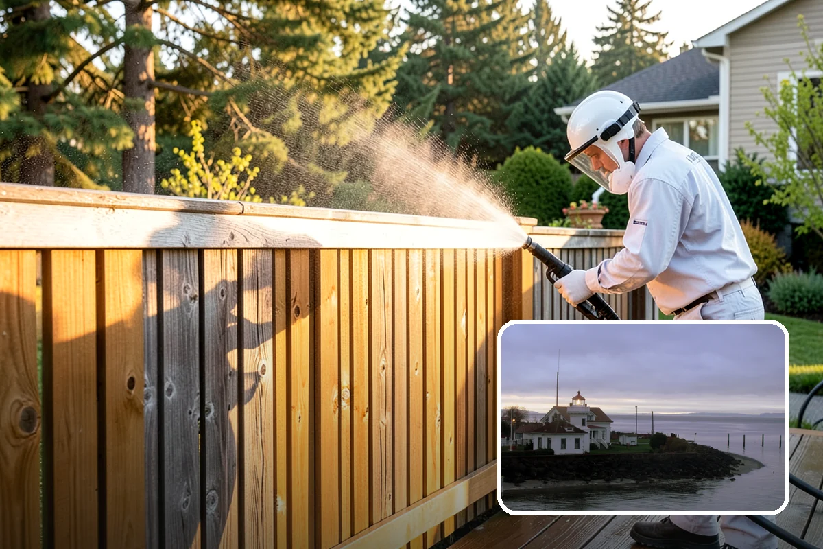 Fence Sealing in Mukilteo, Snohomish County, WA - Sheds rain to slow rot in posts, rails, and pickets