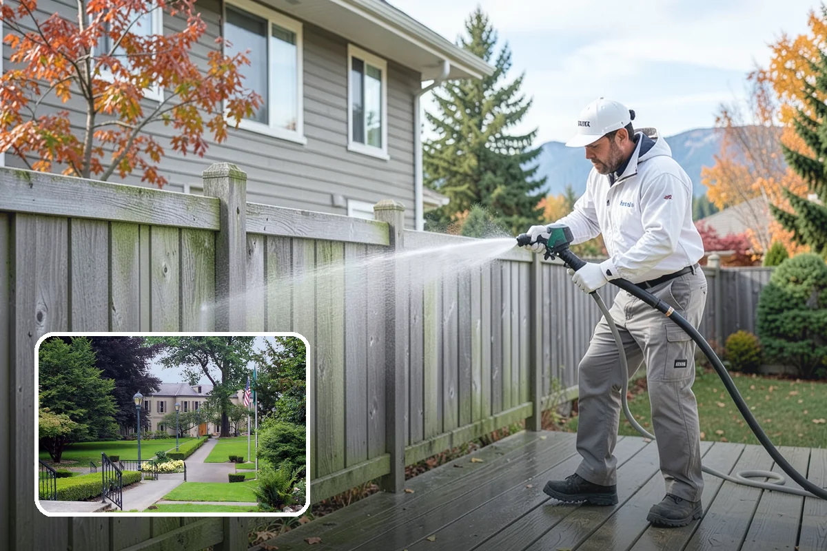 Fence Sealing in Woodinville, King County, WA - Sheds rain to slow rot in posts, rails, and pickets