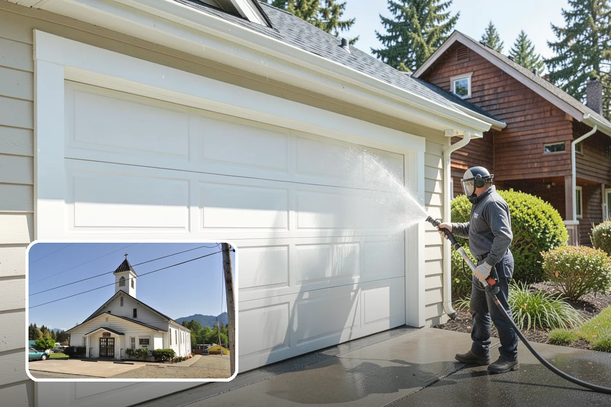 Fence Stain Stripping in Concrete, Skagit County, WA - Removes peeling and blotchy old stain down to bare wood