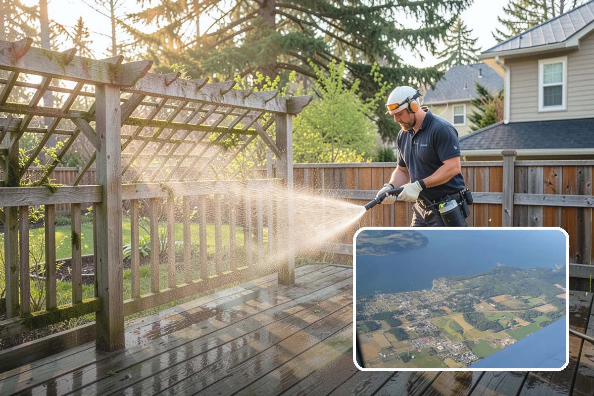 Fence Stain Stripping in Coupeville, Island County, WA - Removes peeling and blotchy old stain down to bare wood